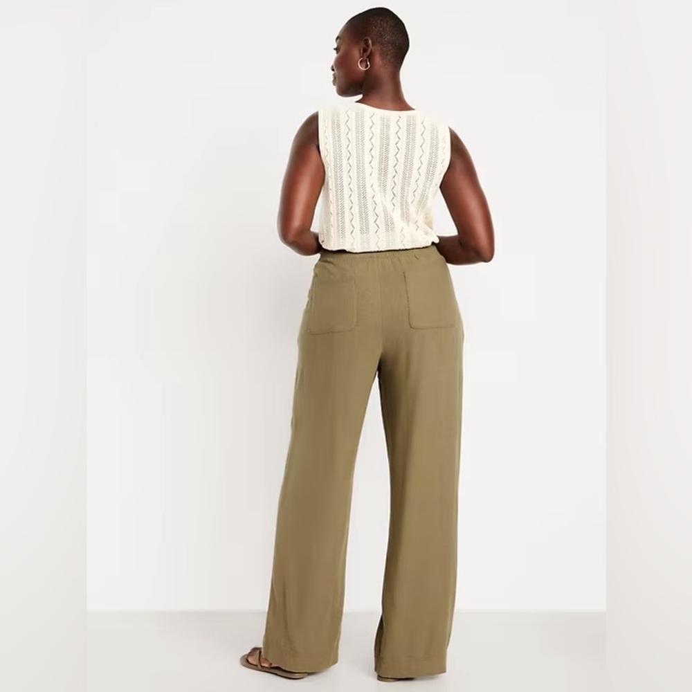 NEW! Old Navy Kombu Green High-Waisted Linen-Blend Wide-Leg Pants -#683290 🩷🪕 - Picture 5 of 8